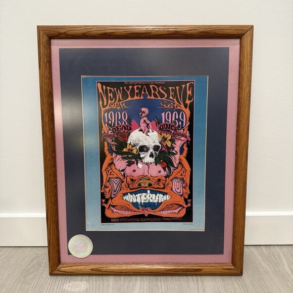 Grateful Dead 1968 New Years Eve Winterland Lee Conklin Bill Graham Poster Frame - Picture 1 of 12